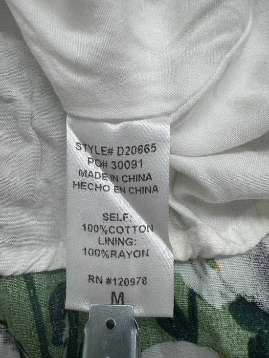 Green Floral Ruffle Sleeve Tiered Dress Size M Cotton Lined Boutique - Picture 8 of 8